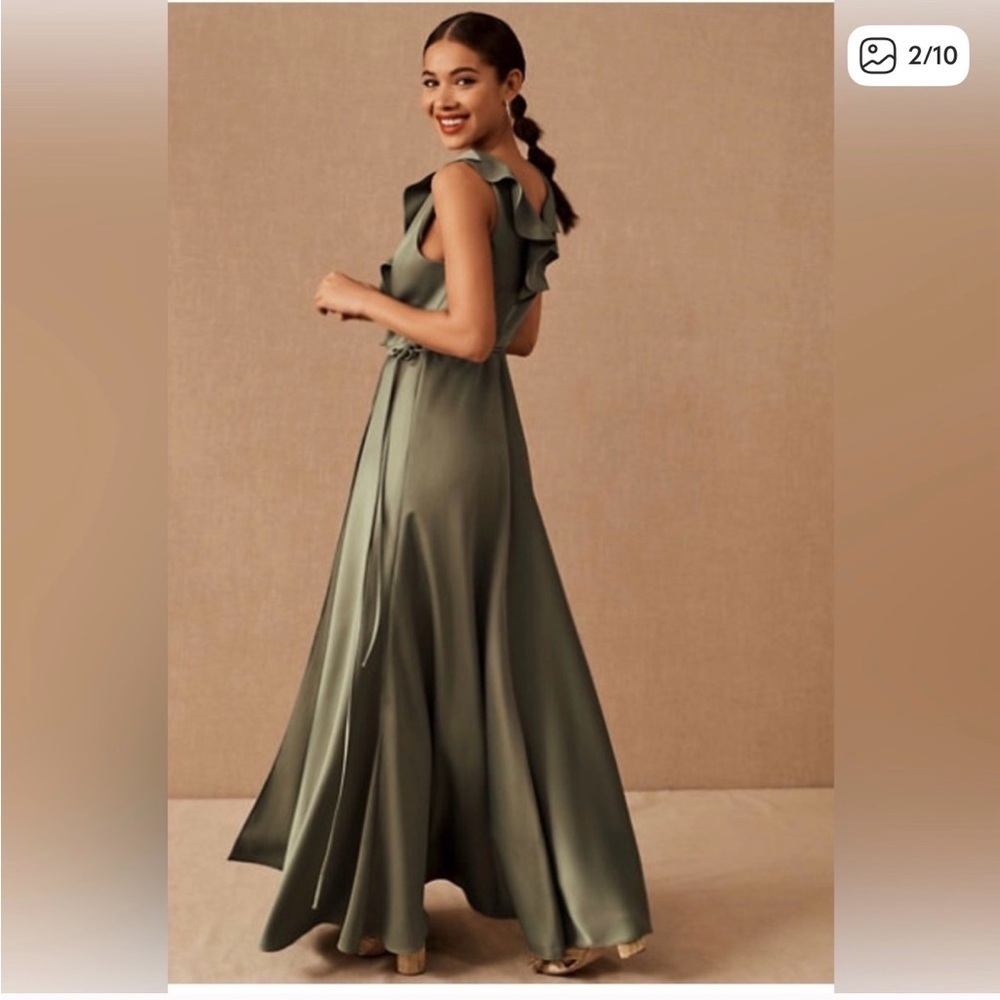 BHLDN‎ Elegant Olive Green Ruffle Maxi Sleeveless Dress 20W - Picture 9 of 10